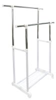 White double rod telescopic hanger with shoes net