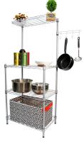 Three-storey multi-functional grey paint kitchen rack